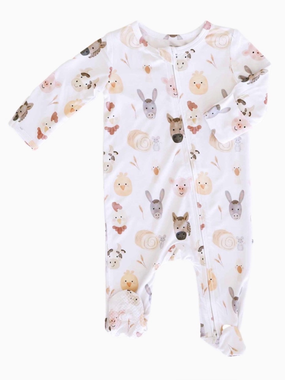 CADEN LANE Barnyard Buddies Bamboo Zipper Footie - 6-12M